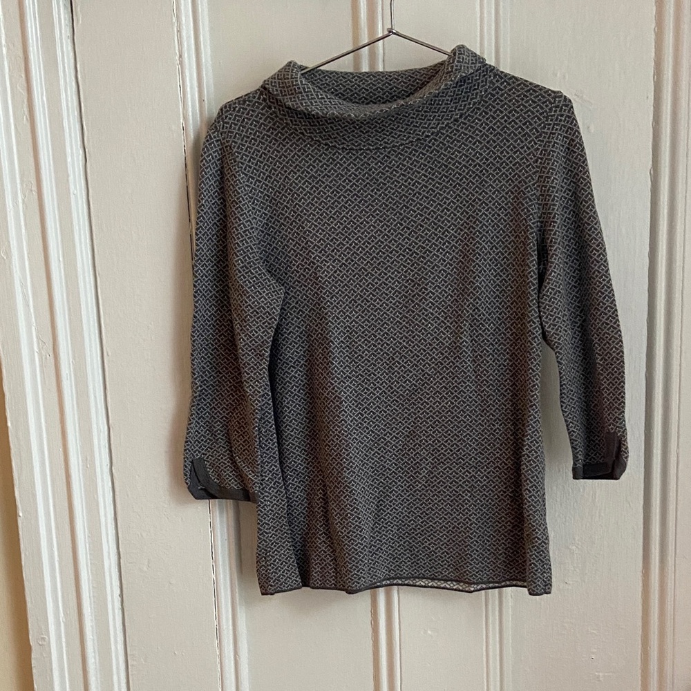 Talbots Black and Gray Women's Cowl Neck Sweater